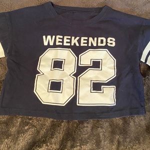 weekends navy blue crop top